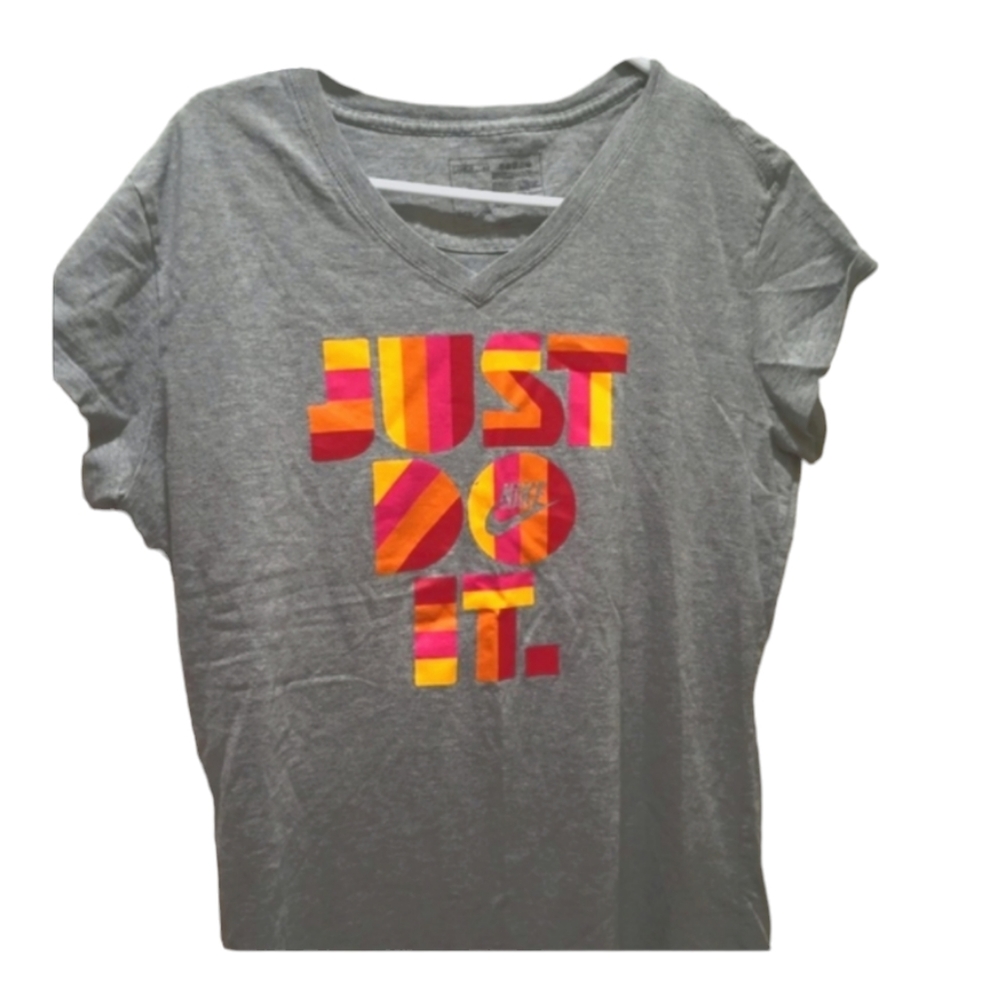 Nike Just Do It womens size XL gray short sleeve shirt